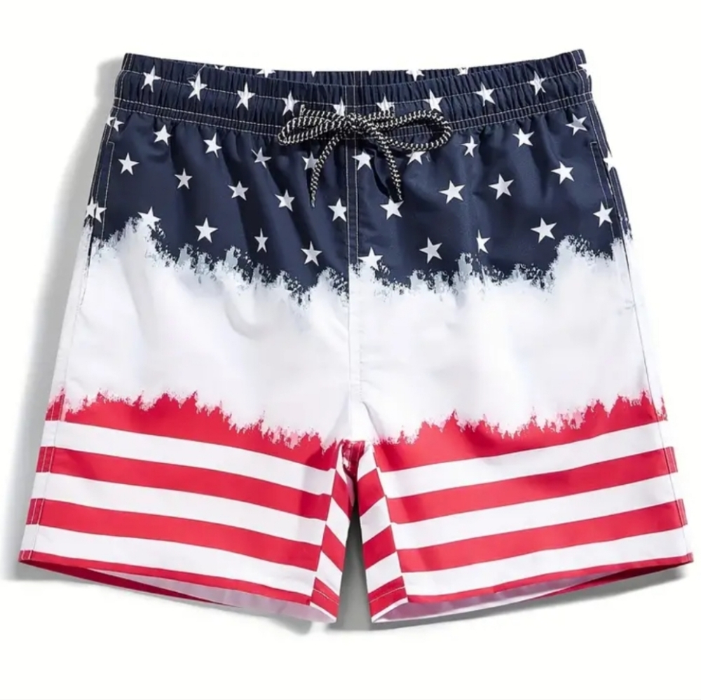 4th of July red white blue swim trunks